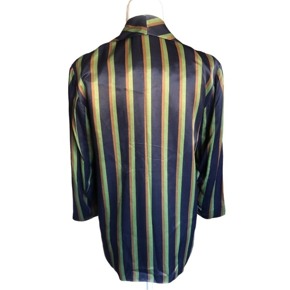 Anthropology Women’s Striped Blazer, Blue Green Copper, Oversized Small - Picture 2 of 5
